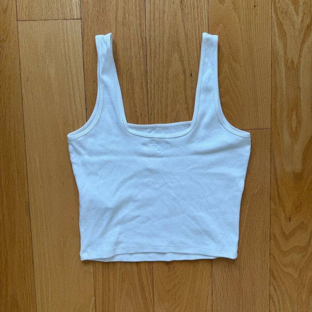 Abercrombie & Fitch White Ribbed Tank Top | Size M